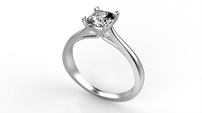 Cushion Solitaire Ring 3D print model