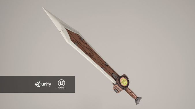 Wooden sword Low-poly 3D model