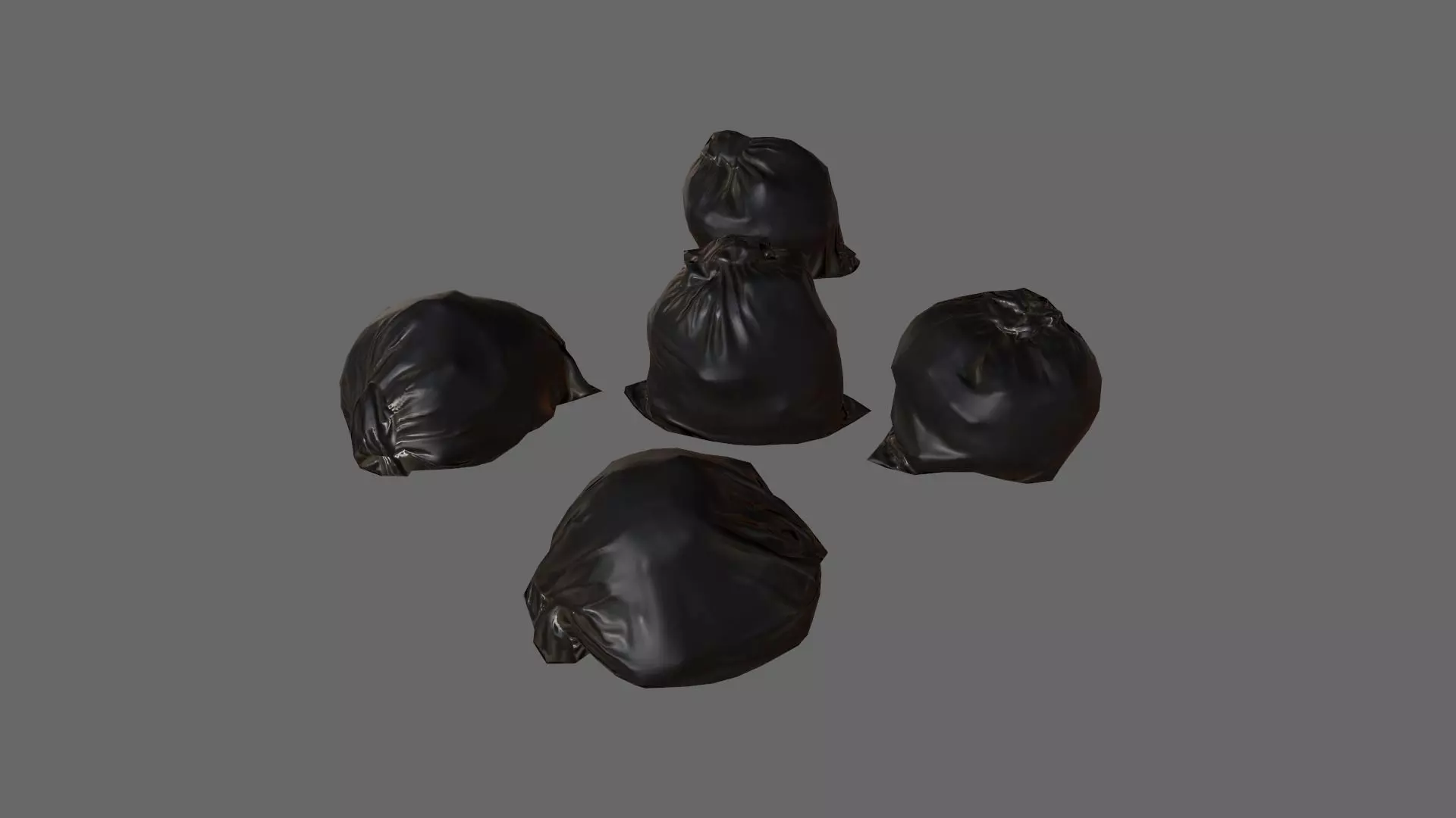 Black Garbage Bags Low-poly 3D model