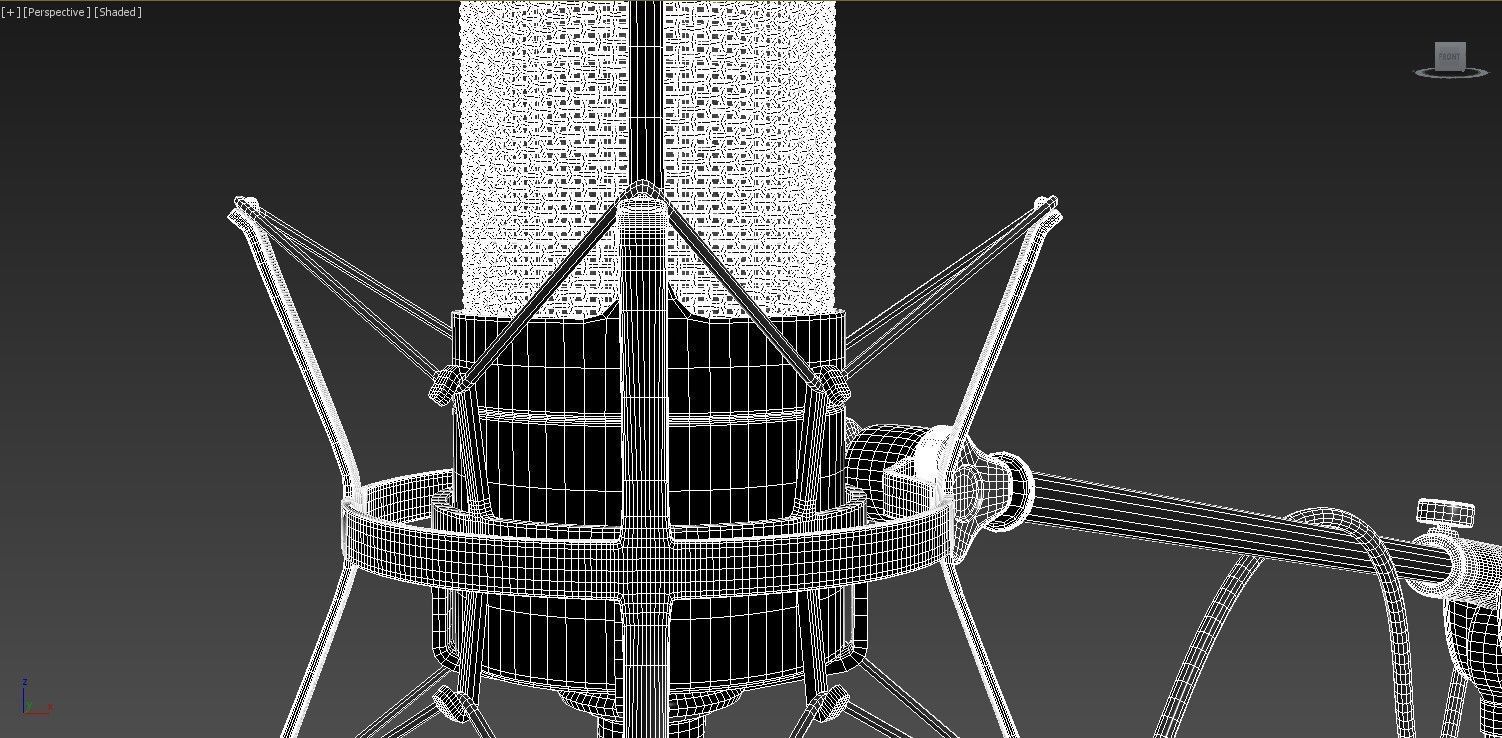 Studio microphone with stand model for subdivide high poly 3D model_7