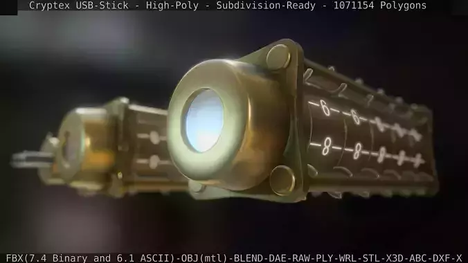 Cryptex USB-Stick High-Poly 3D model