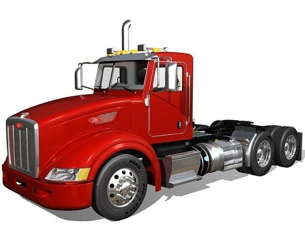 386 Day Cab Semi Truck 3D model