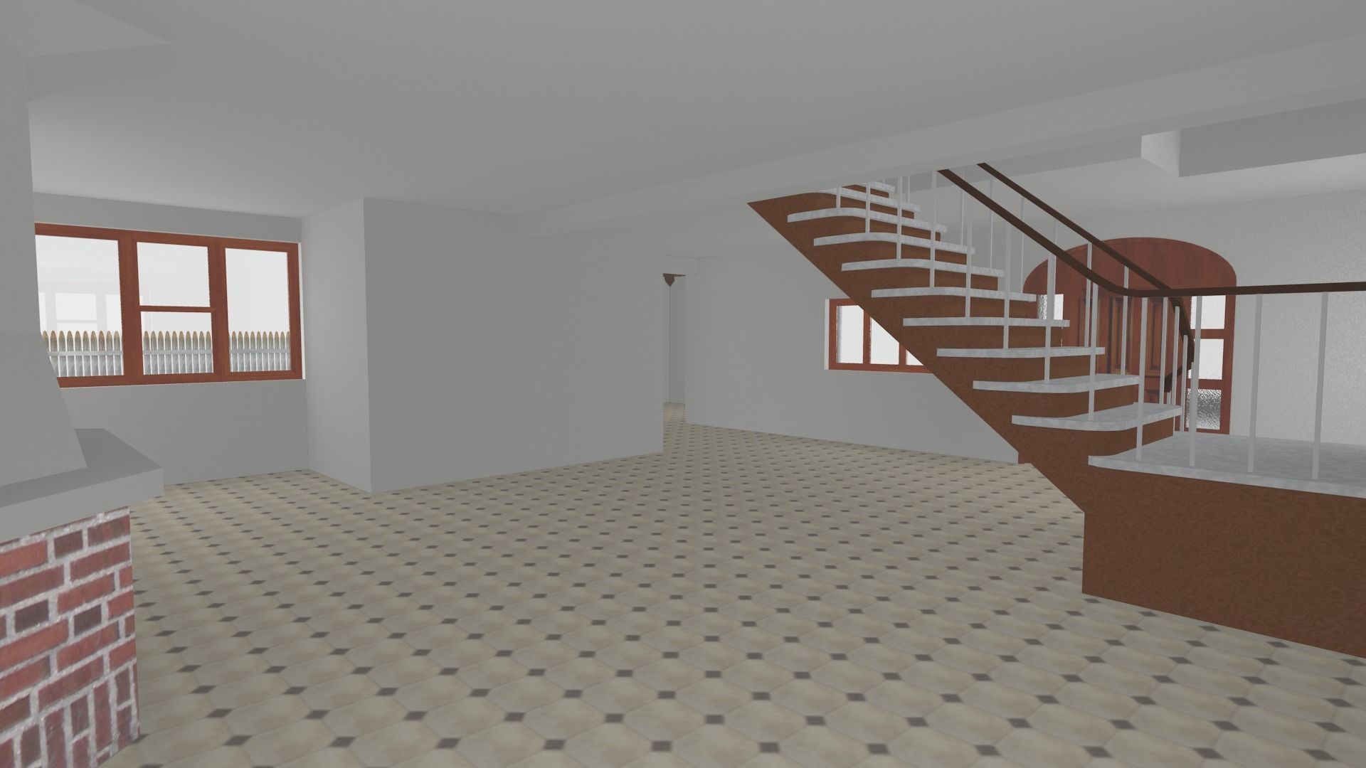 Small simple country house Low-poly 3D model_5