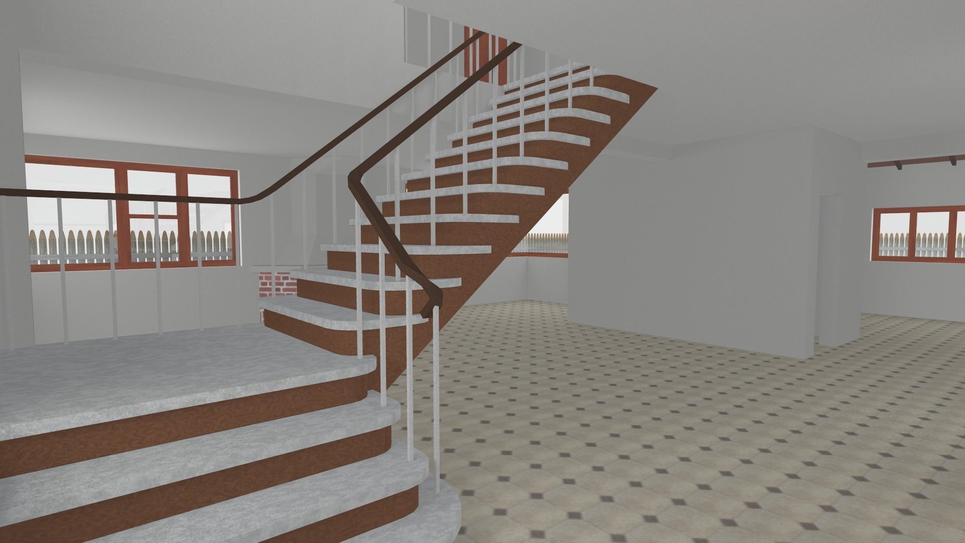 Small simple country house Low-poly 3D model_4