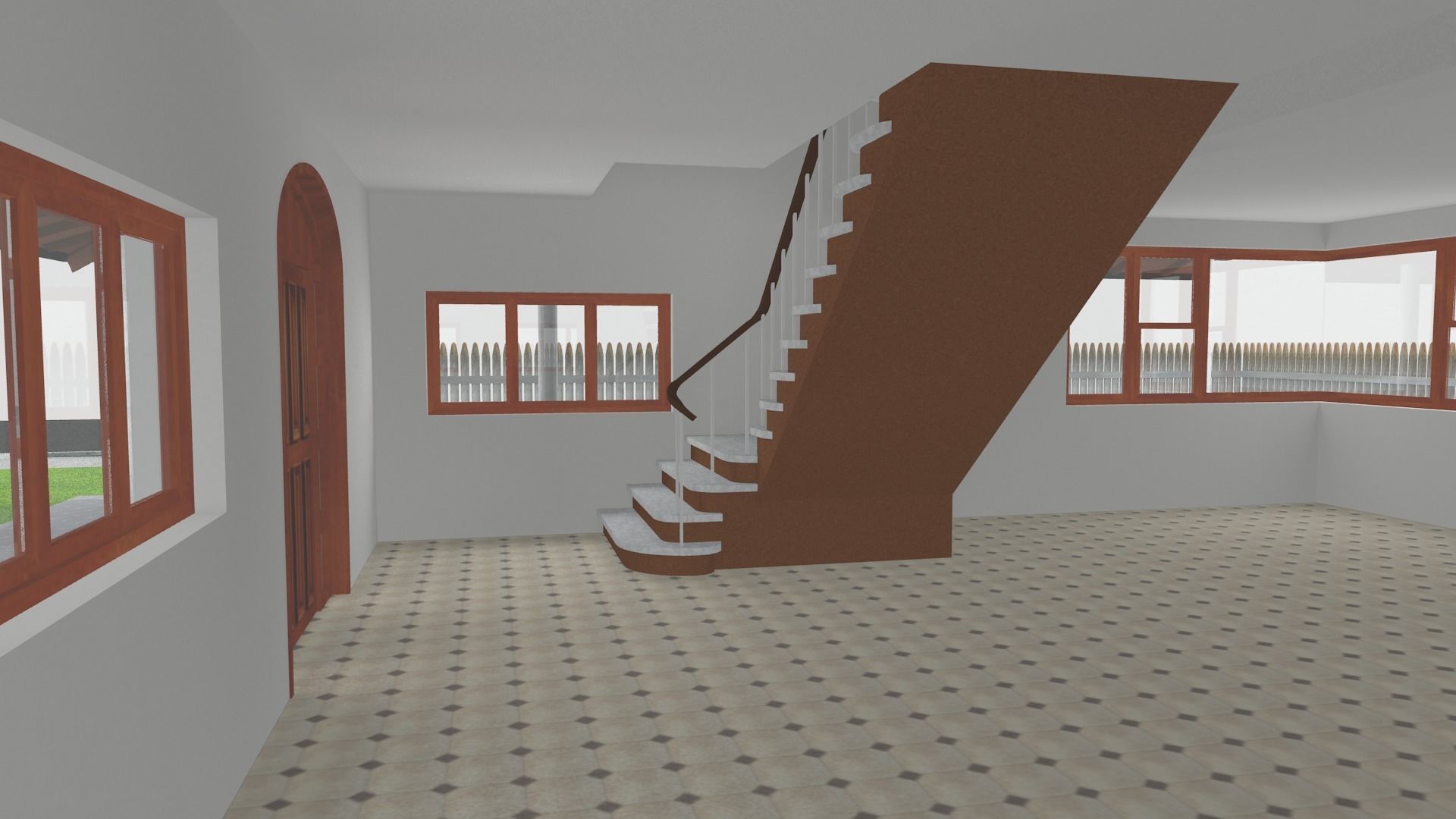 Small simple country house Low-poly 3D model_3