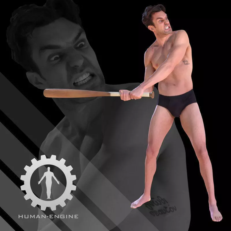 Male Scan - Dan Swinging a Bat Animation 3D model