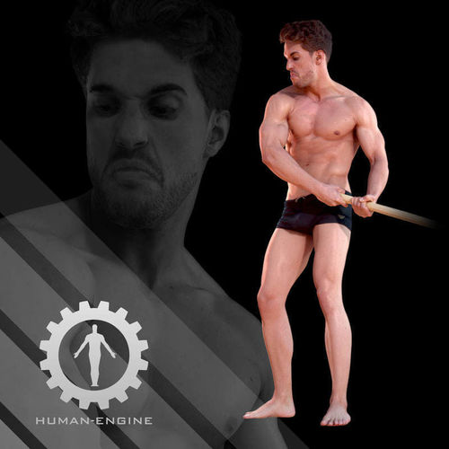 Male Scan - Mick 003 Holding a Stick High Poly 3D model