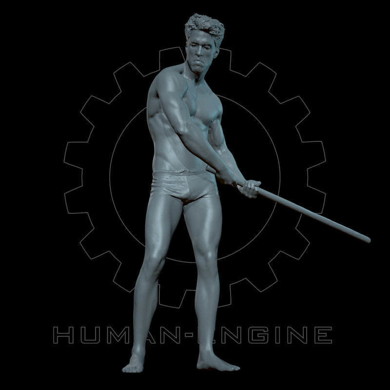 Male Scan - Mick 003 Holding a Stick Low Poly 3D model_9