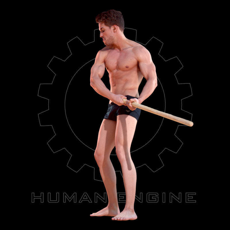 Male Scan - Mick 003 Holding a Stick Low Poly 3D model_5