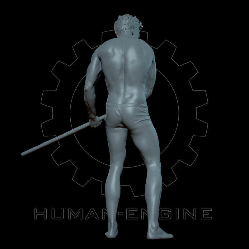 Male Scan - Mick 003 Holding a Stick Low Poly 3D model_10