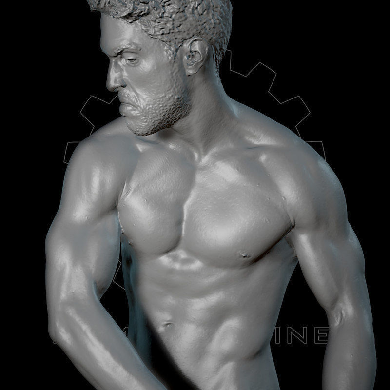 Male Scan - Mick 003 Holding a Stick Low Poly 3D model_8