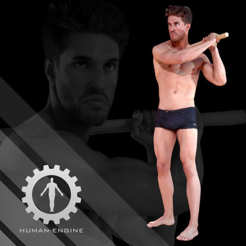 Male Scan - Mick 002 Holding a Stick Low Poly 3D model
