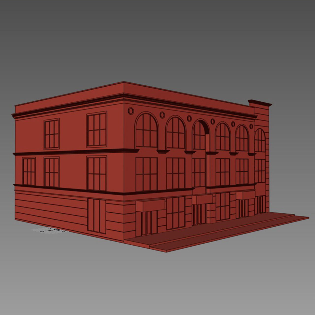 Simple Multi Story Building 3D model_2