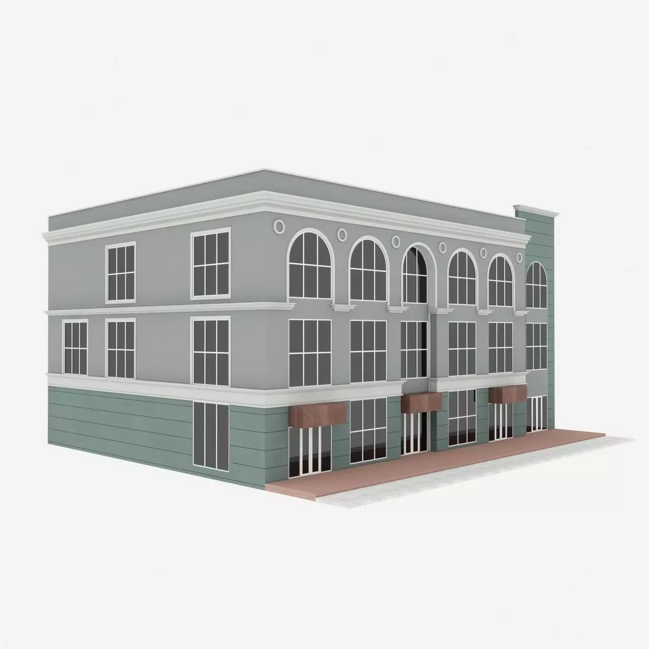 Simple Multi Story Building 3D model_0