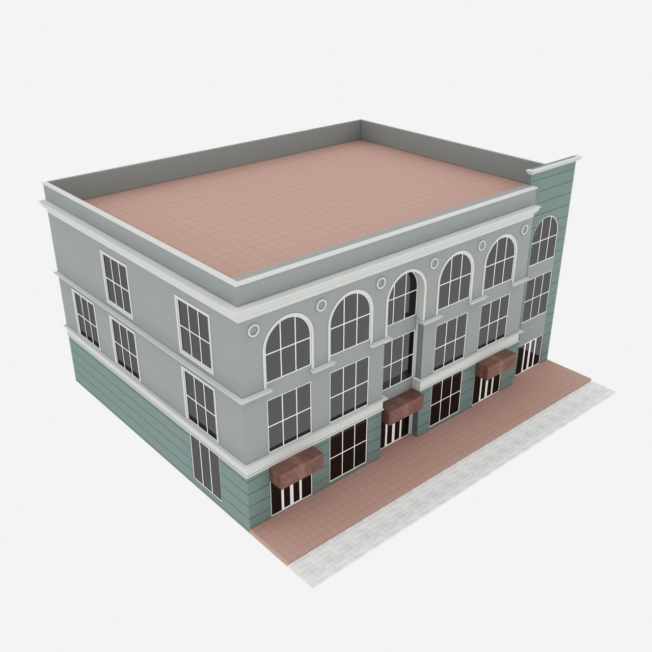 Simple Multi Story Building 3D model_1