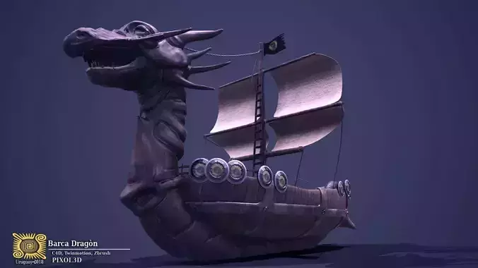 Viking ship Low-poly 3D model