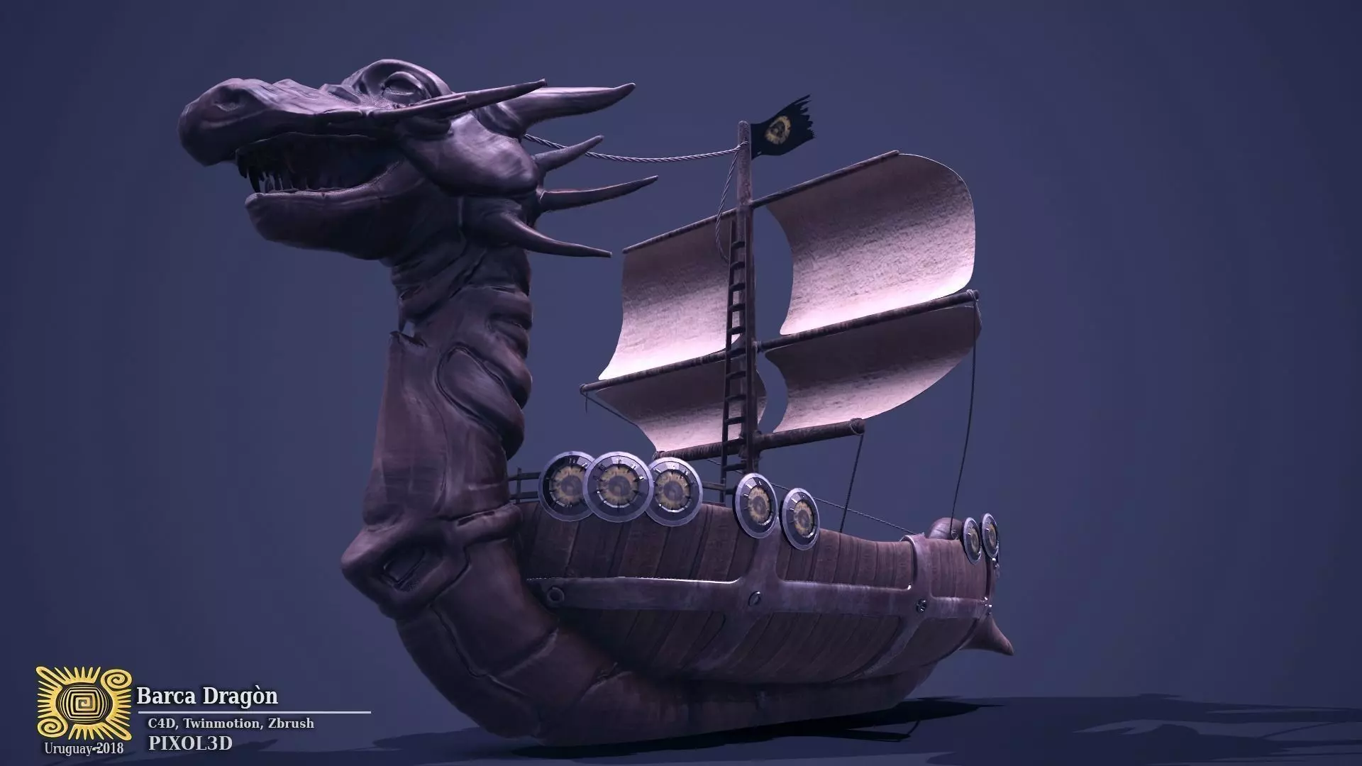 Viking ship Low-poly 3D model
