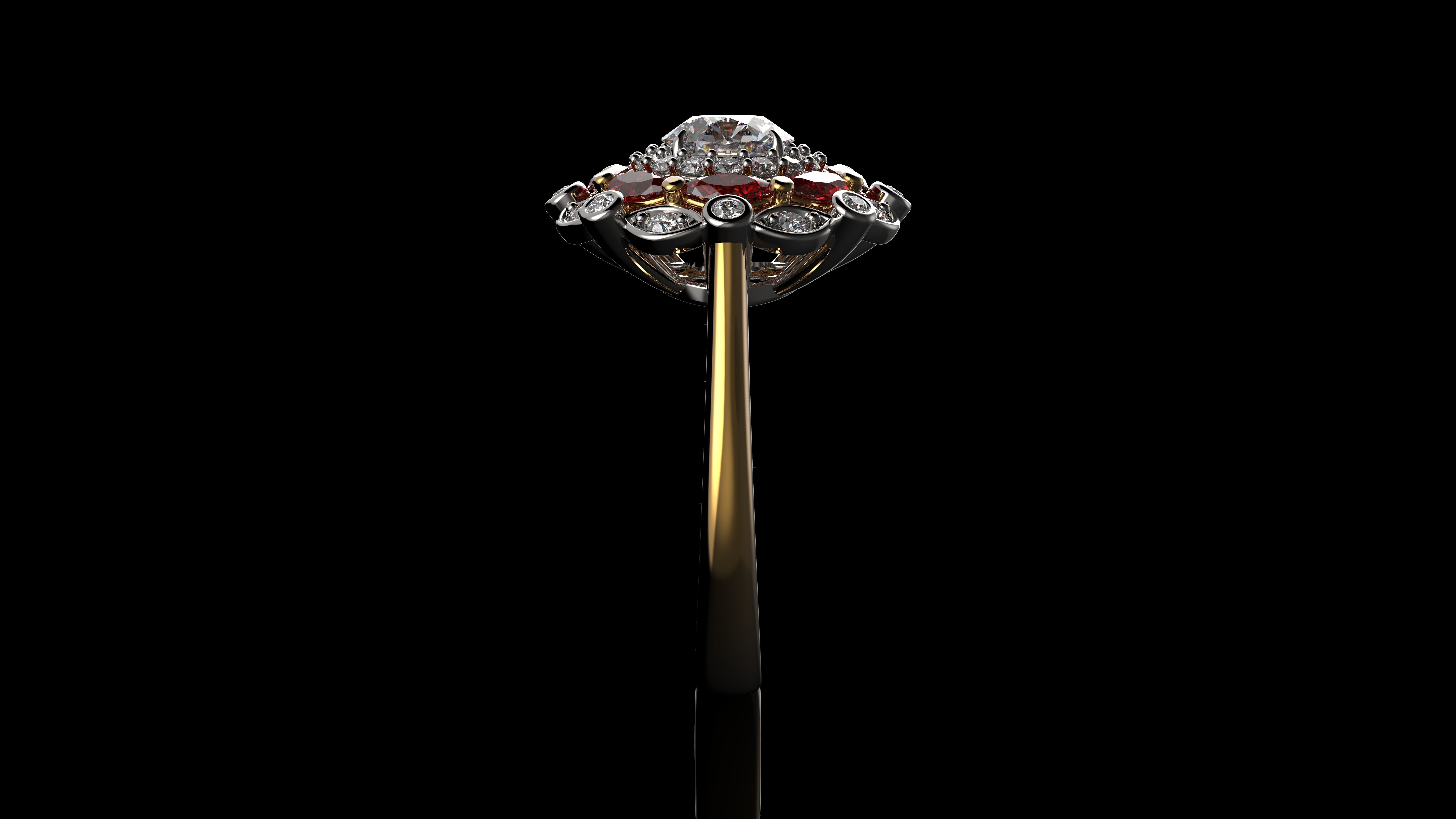 Diamond  And Ruby 18K Gold Rings 3D print model_4