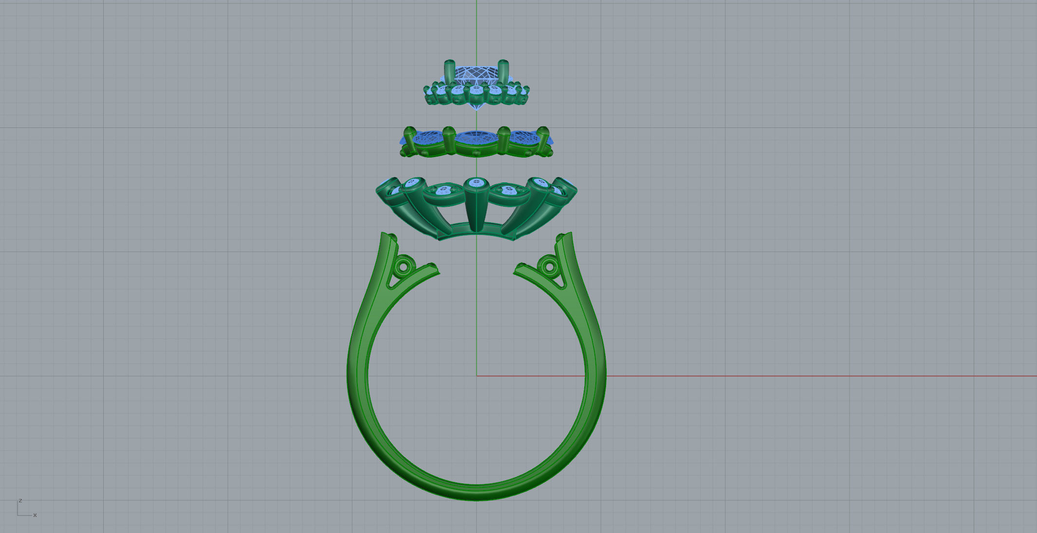 Diamond  And Ruby 18K Gold Rings 3D print model_8