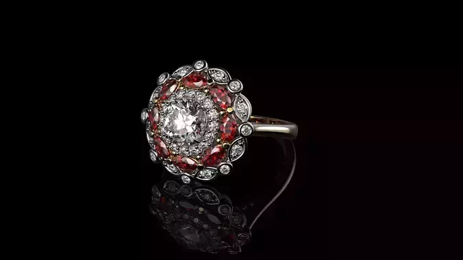 Diamond  And Ruby 18K Gold Rings