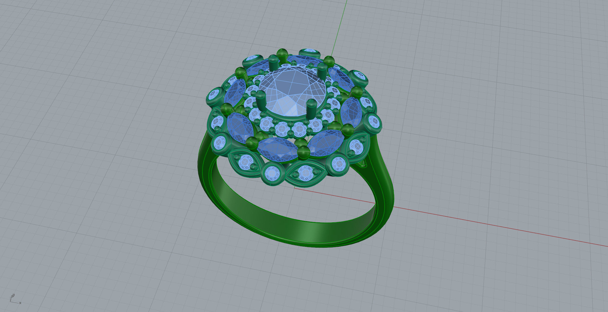 Diamond  And Ruby 18K Gold Rings 3D print model_6