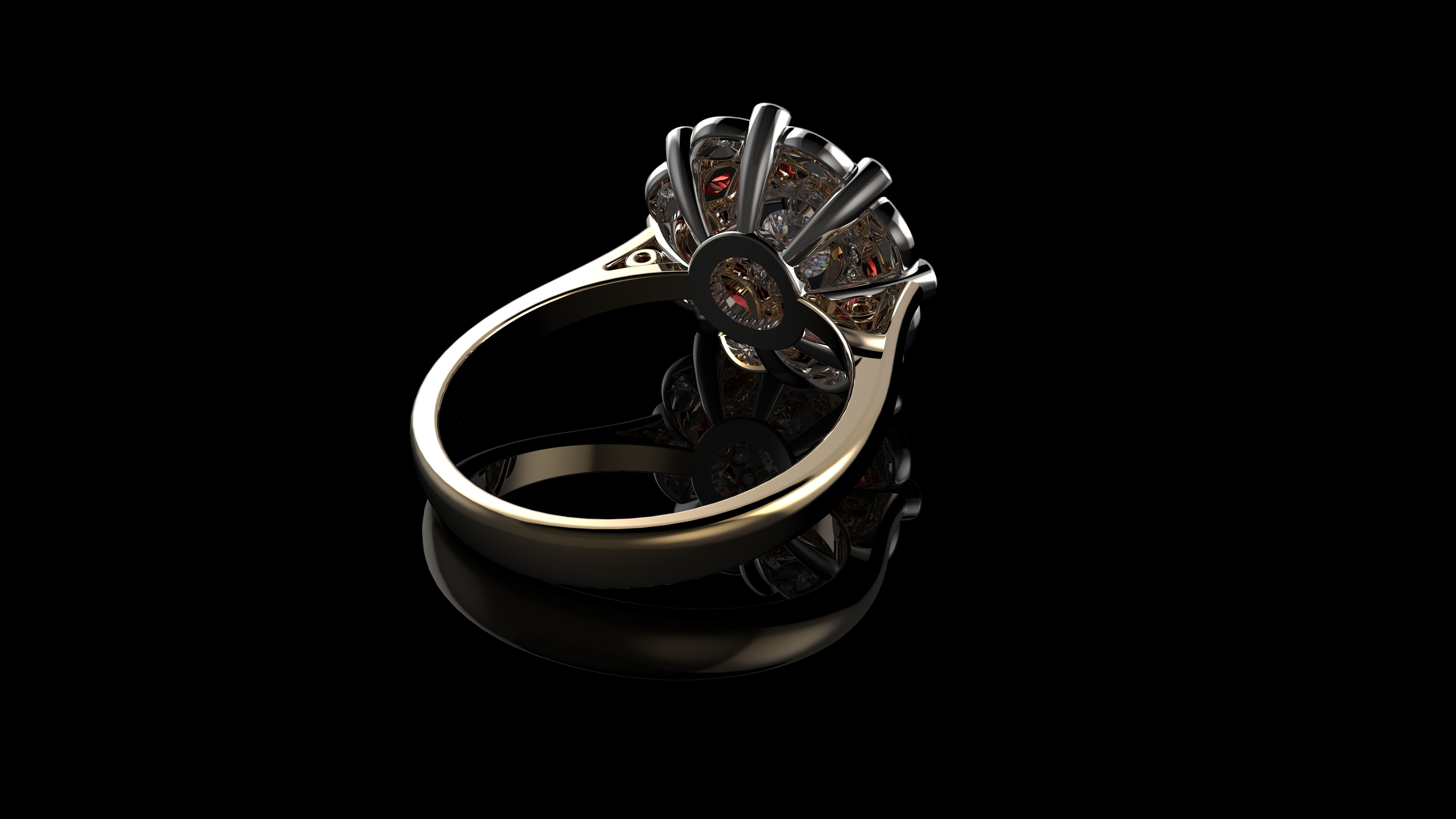 Diamond  And Ruby 18K Gold Rings 3D print model_5