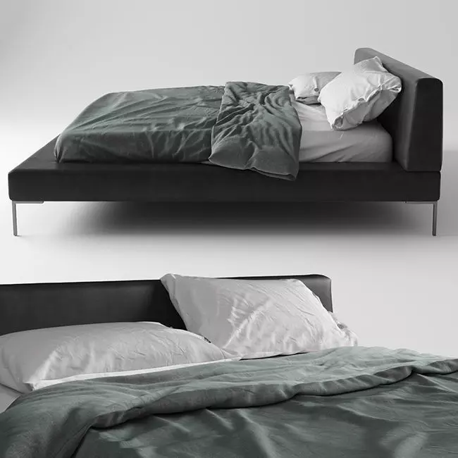 Grey Bed Set 09 3D model_0
