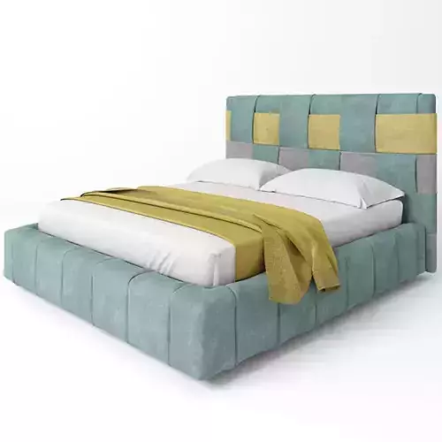 Cyan Bed with Sheets