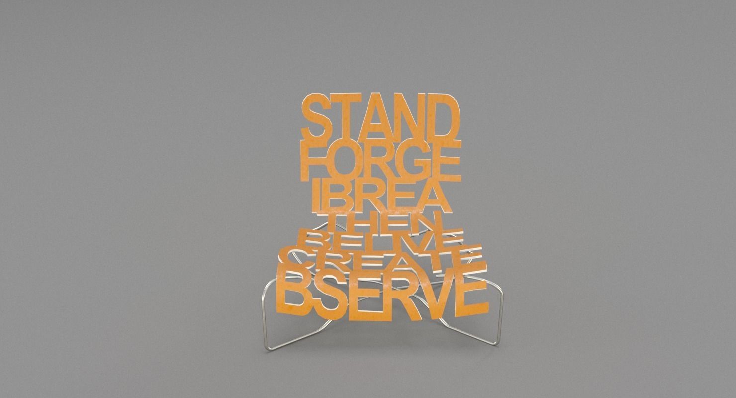 Designer Chair with Inscriptions 3D model_3
