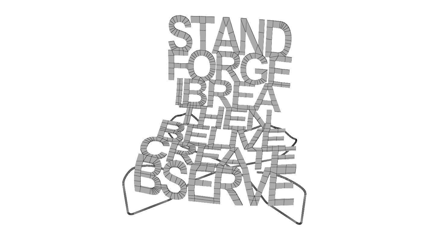 Designer Chair with Inscriptions 3D model_11