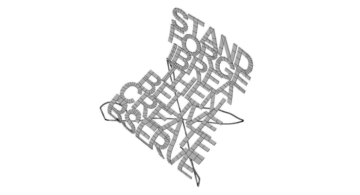 Designer Chair with Inscriptions 3D model_10