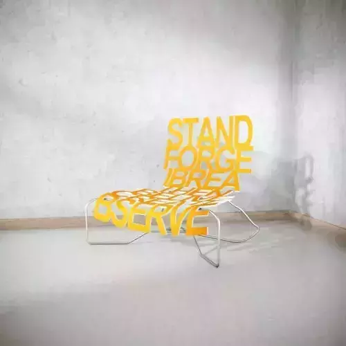 Designer Chair with Inscriptions 3D model