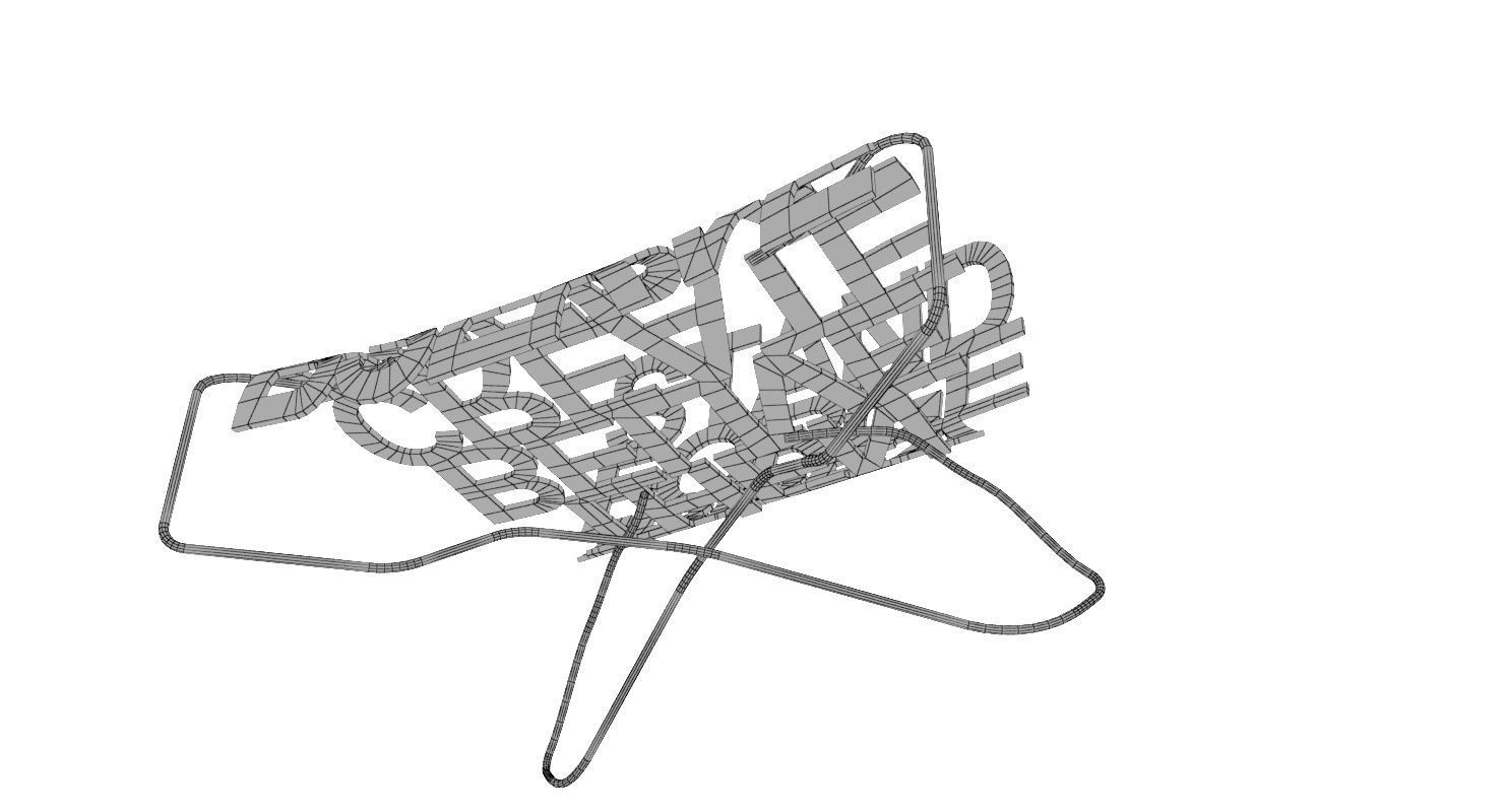 Designer Chair with Inscriptions 3D model_12