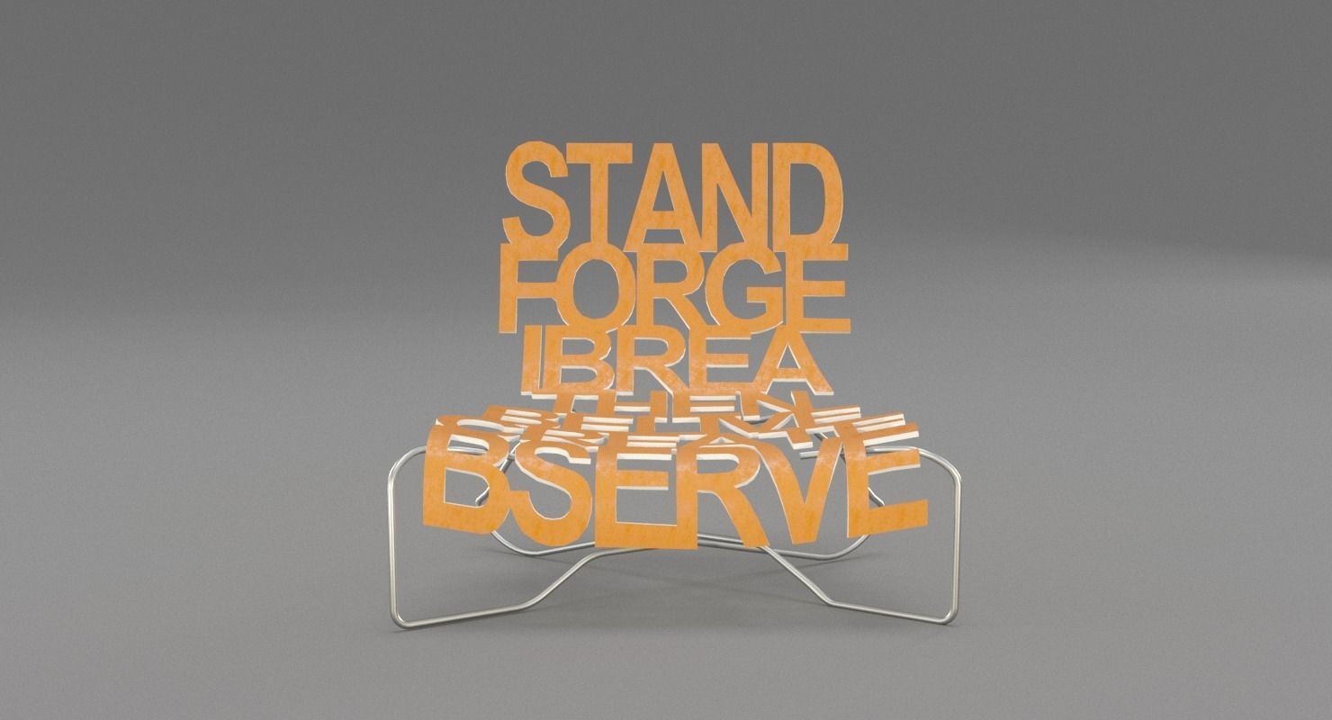 Designer Chair with Inscriptions 3D model_4