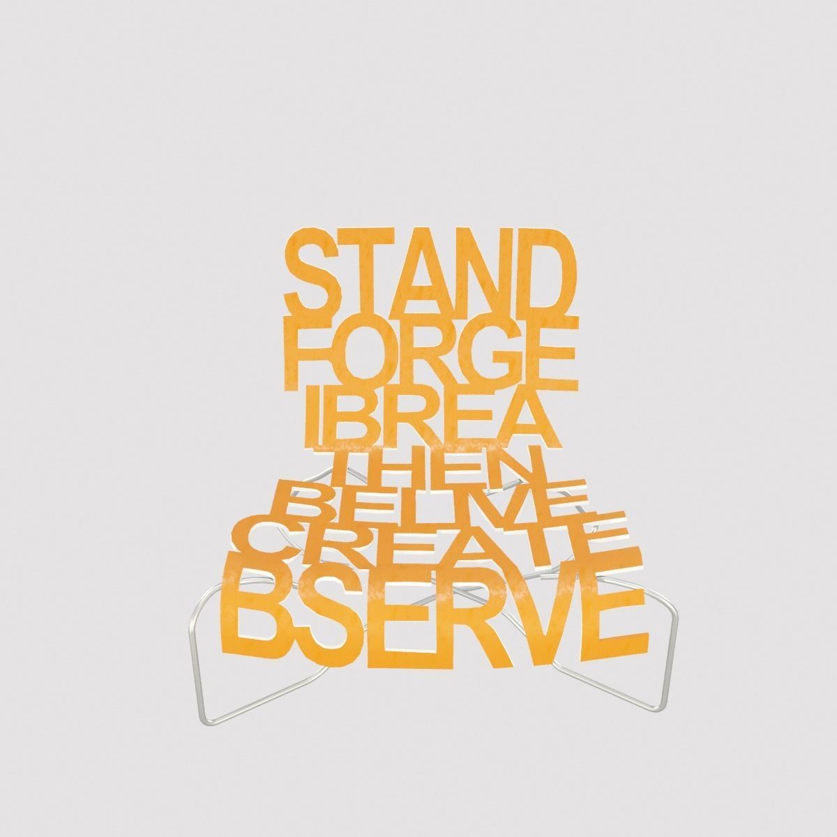 Designer Chair with Inscriptions 3D model_8