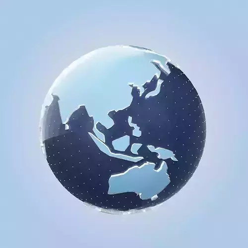 Earth globe with continent of asia 3D model