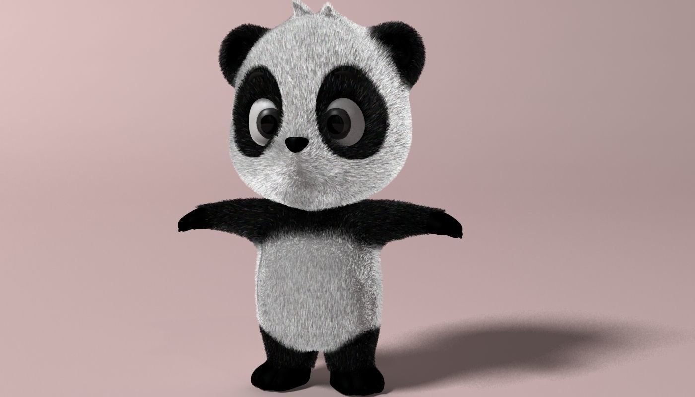 Cartoon panda RIGGED  Low-poly 3D model_4