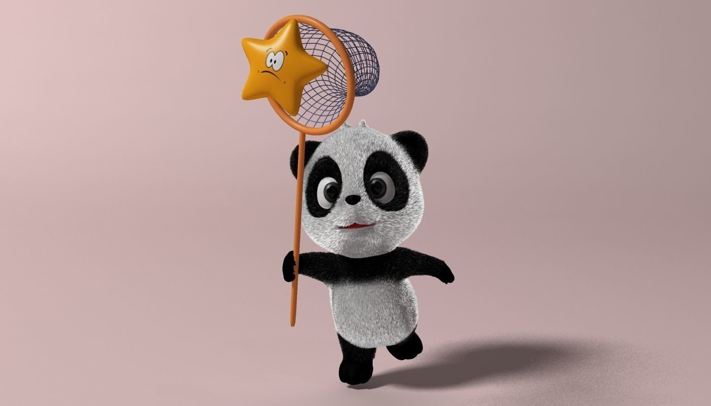 Cartoon panda RIGGED  Low-poly 3D model_3