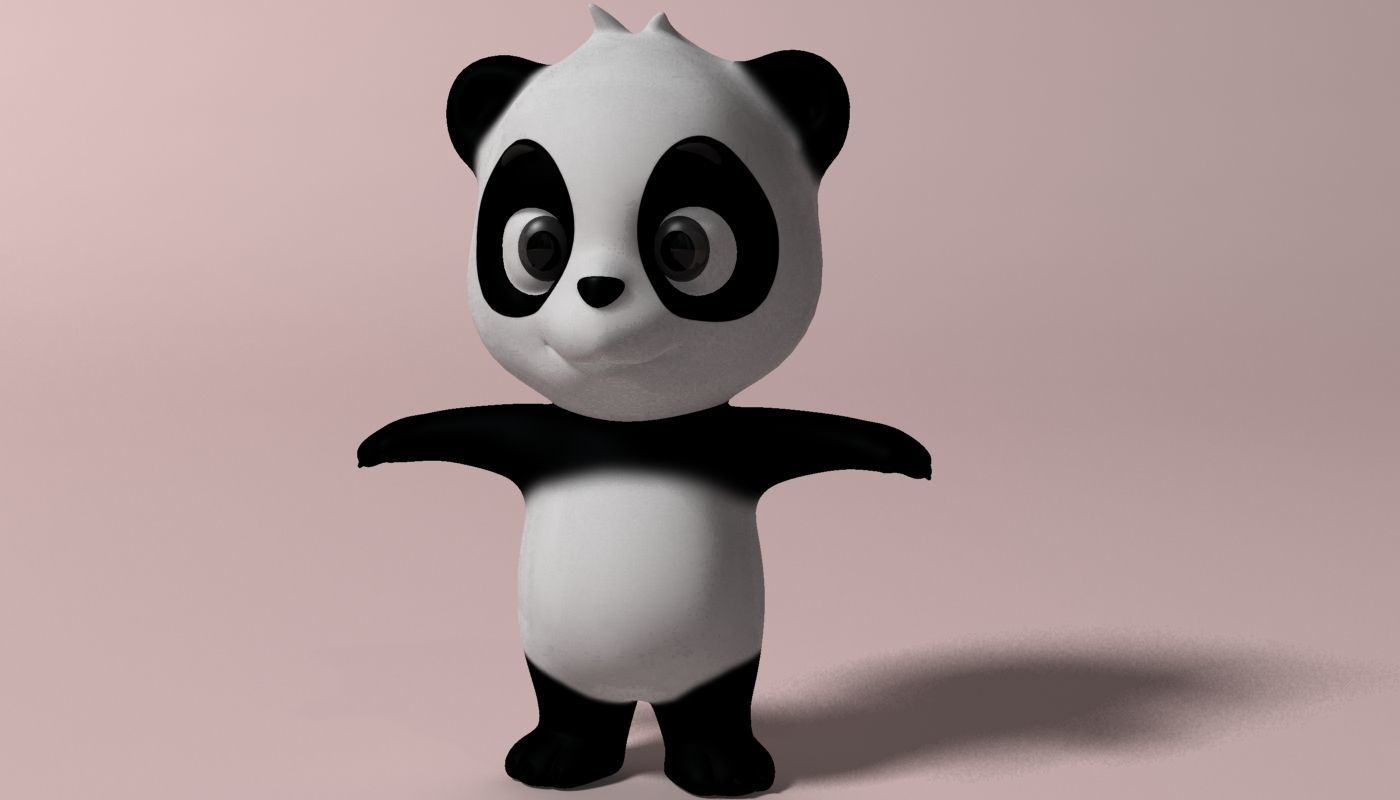 Cartoon panda RIGGED  Low-poly 3D model_8