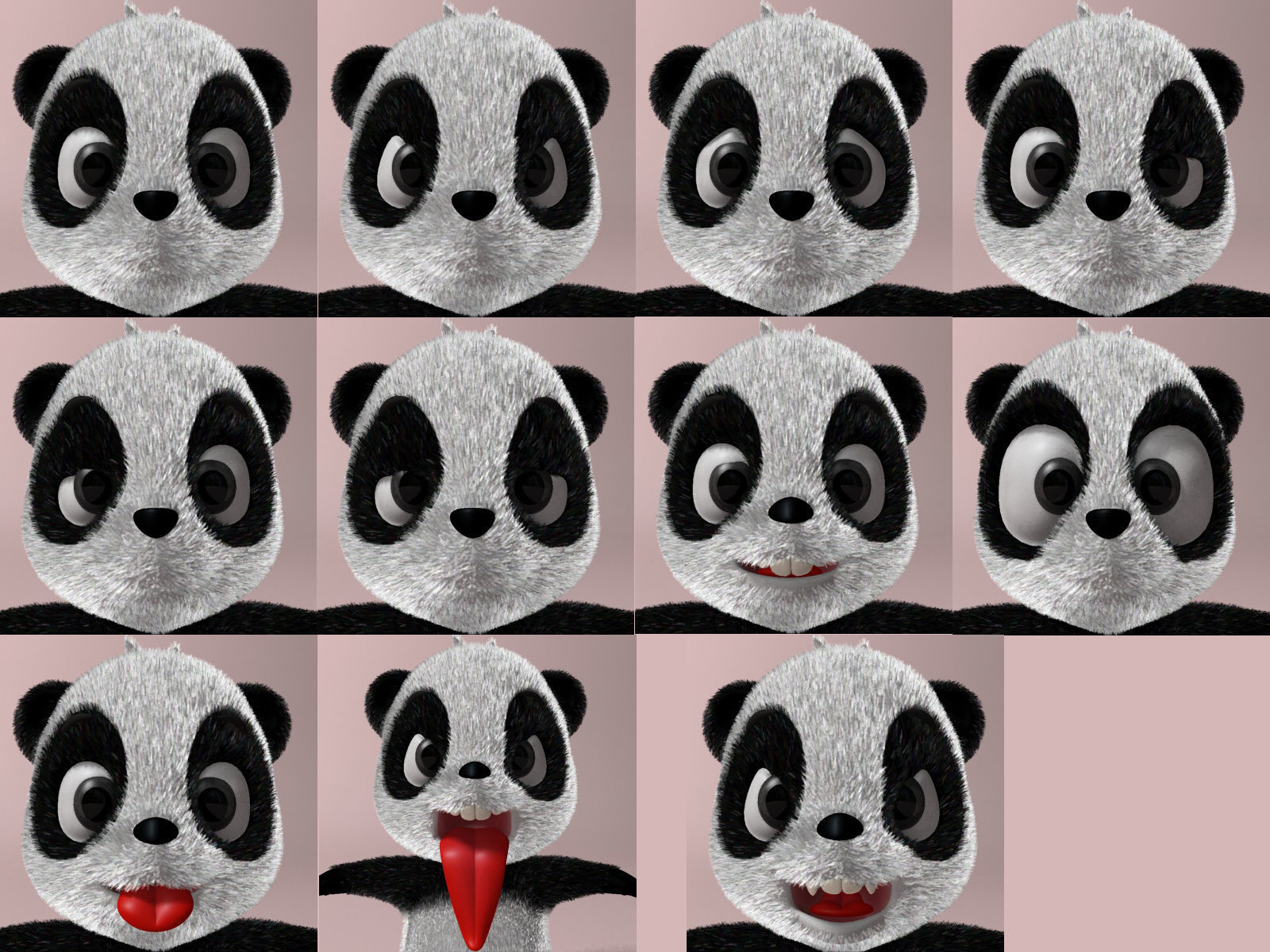 Cartoon panda RIGGED  Low-poly 3D model_14