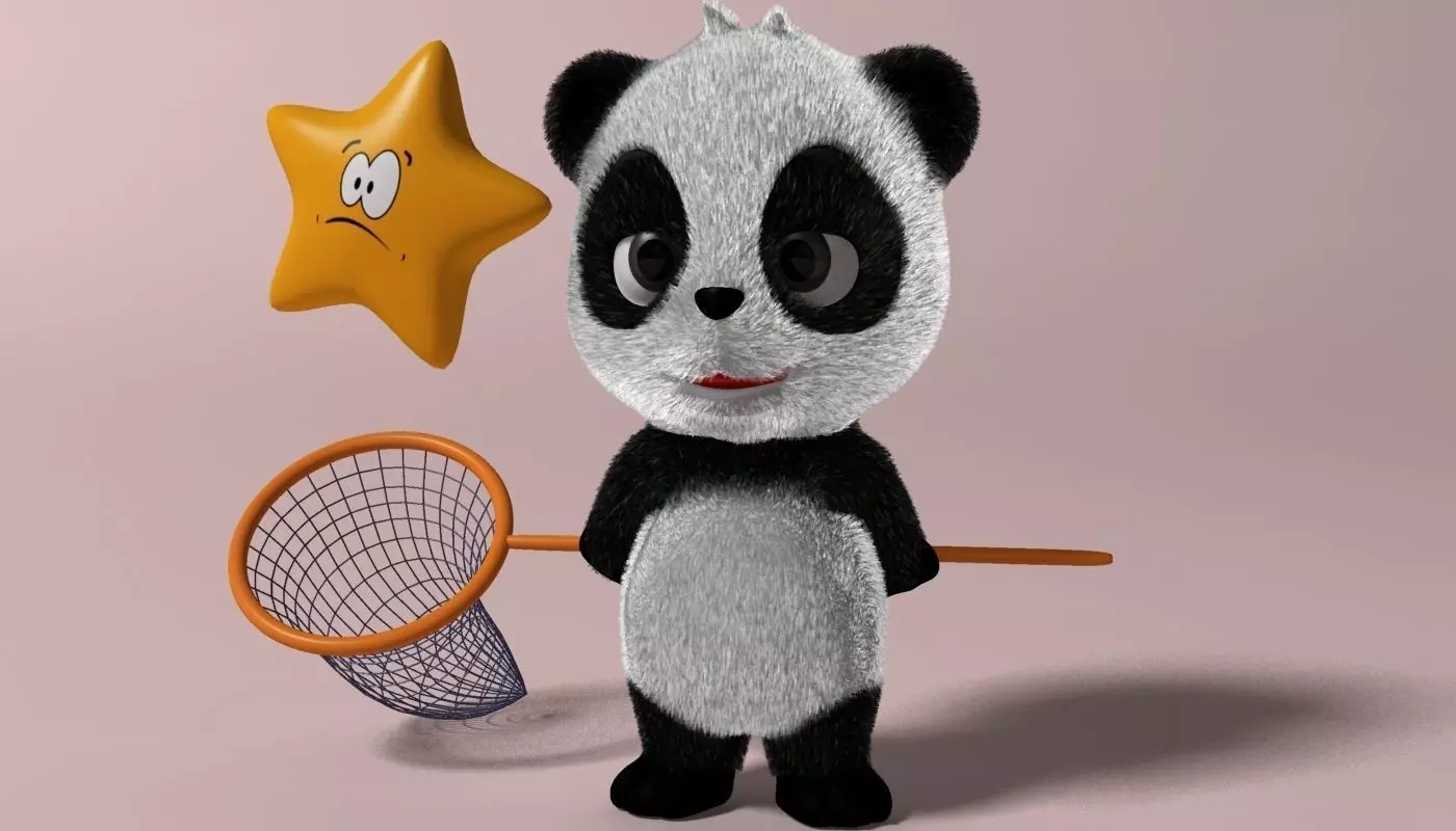 Cartoon panda RIGGED  Low-poly 3D model_0