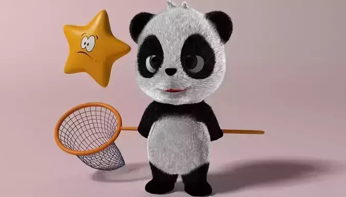 Cartoon panda RIGGED  Low-poly 3D model