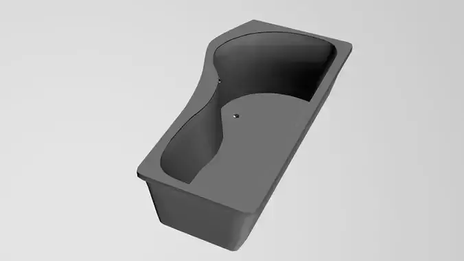 Bath 1 3D Model bathtub with drain on side