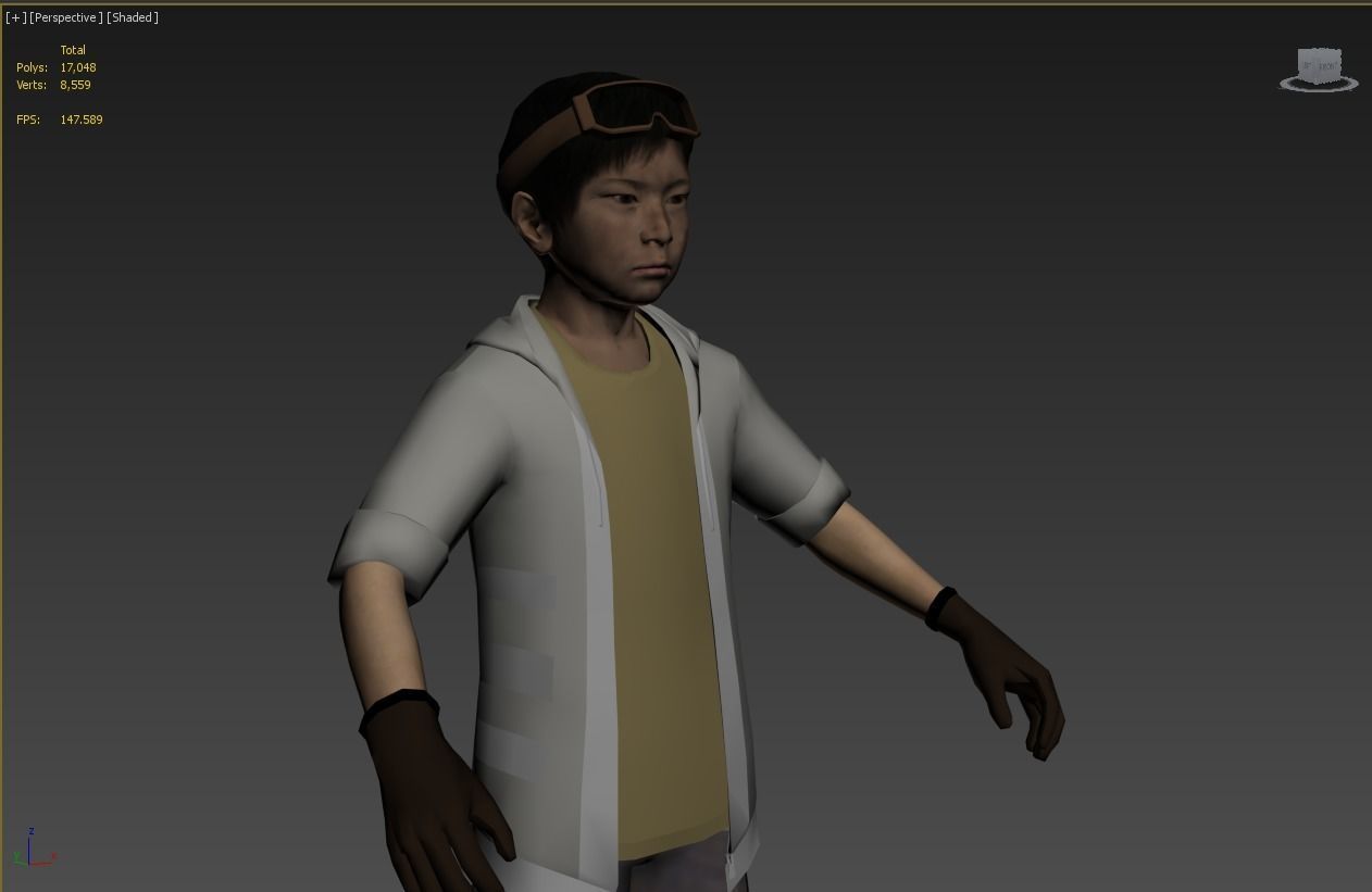 low poly young slum boy textured  Low-poly 3D model_1