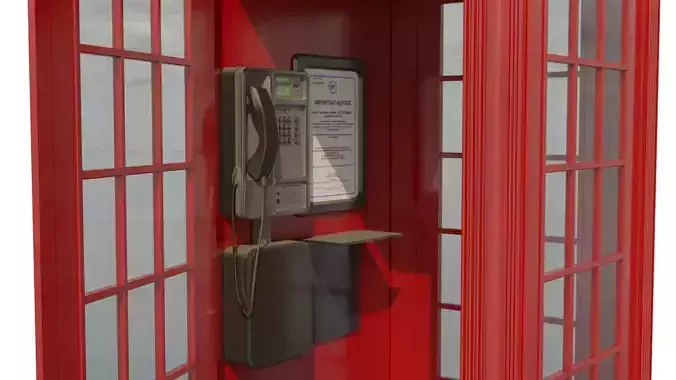 Red Phone Box Low-poly 3D model
