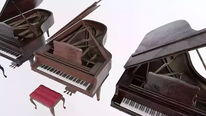 Grand Piano Low-poly 3D model