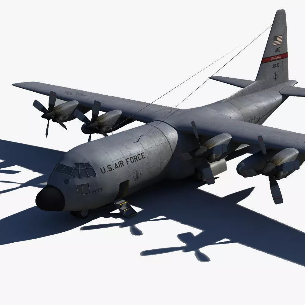 Military C-130 Low-poly 3D model_0