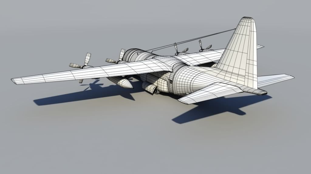 Military C-130 Low-poly 3D model_9