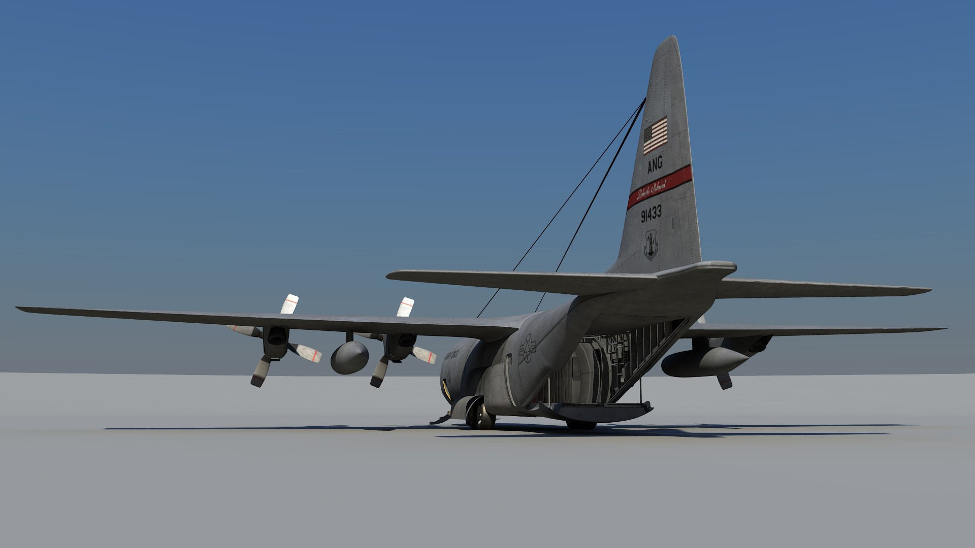 Military C-130 Low-poly 3D model_6