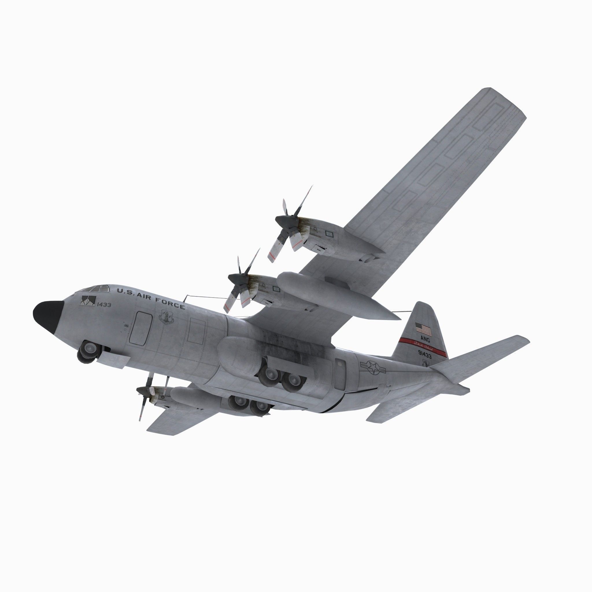 Military C-130 Low-poly 3D model_2